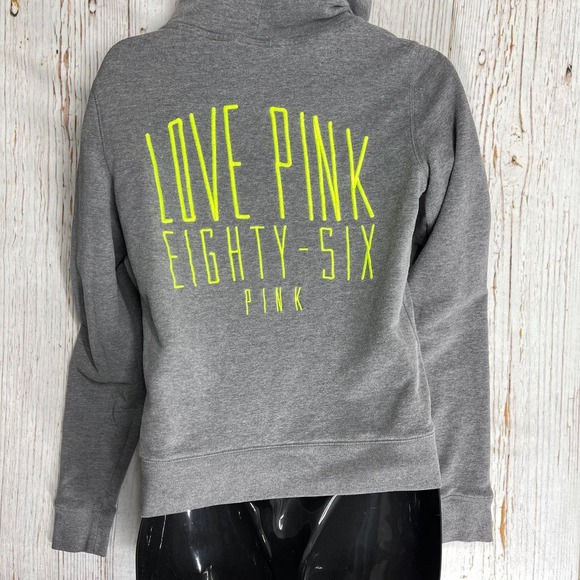 PINK Victoria's Secret Tops - PINK Victorias Secret Hoodie Women Size M Gray Full Zip Sweatshirt PILLING